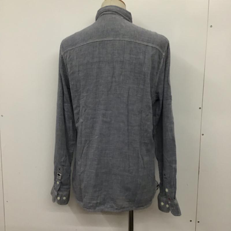 古着 USED シャツ、ブラウス 長袖 ワークシャツ 袖ロールアップ ガーゼ M 無地 灰 / グレー / メンズ USED 古着 中古 10072086