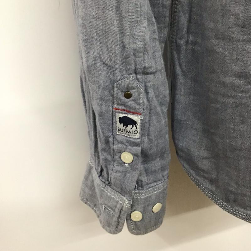古着 USED シャツ、ブラウス 長袖 ワークシャツ 袖ロールアップ ガーゼ M 無地 灰 / グレー / メンズ USED 古着 中古 10072086