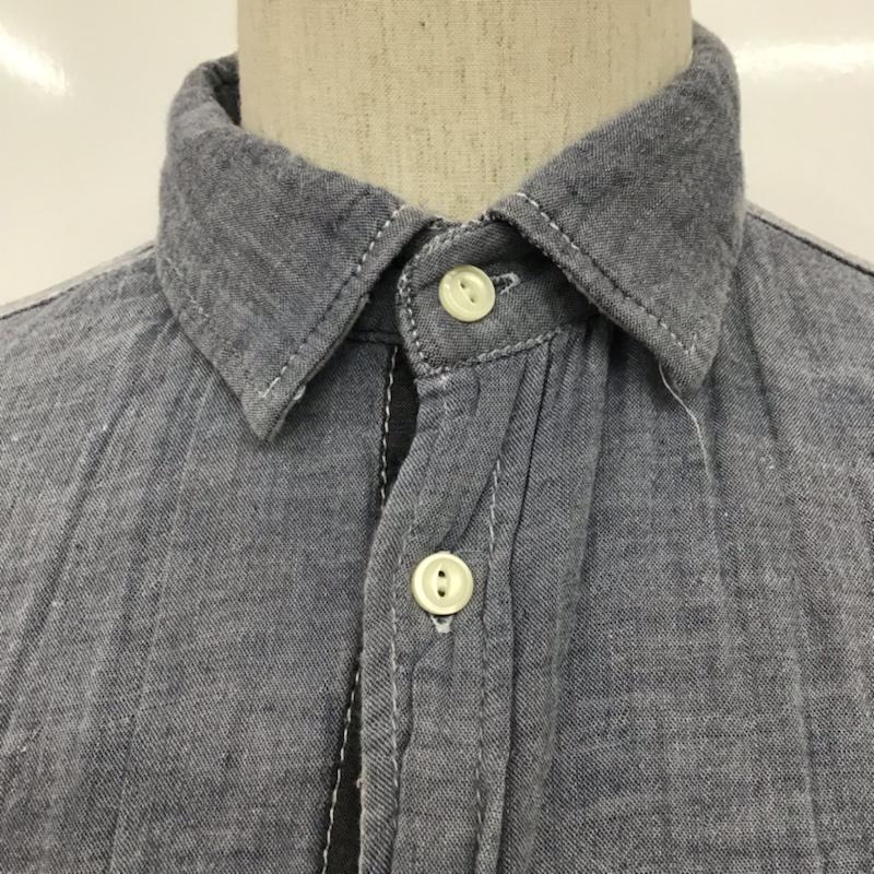 古着 USED シャツ、ブラウス 長袖 ワークシャツ 袖ロールアップ ガーゼ M 無地 灰 / グレー / メンズ USED 古着 中古 10072086