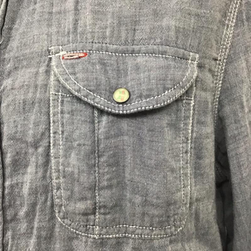 古着 USED シャツ、ブラウス 長袖 ワークシャツ 袖ロールアップ ガーゼ M 無地 灰 / グレー / メンズ USED 古着 中古 10072086