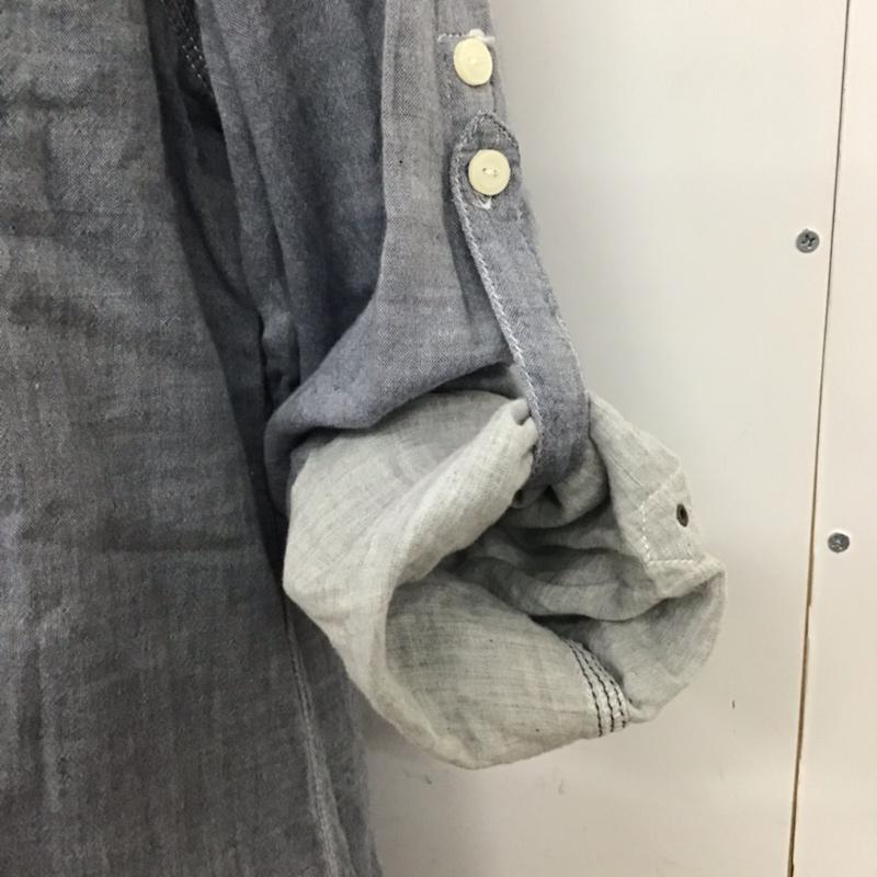 古着 USED シャツ、ブラウス 長袖 ワークシャツ 袖ロールアップ ガーゼ M 無地 灰 / グレー / メンズ USED 古着 中古 10072086