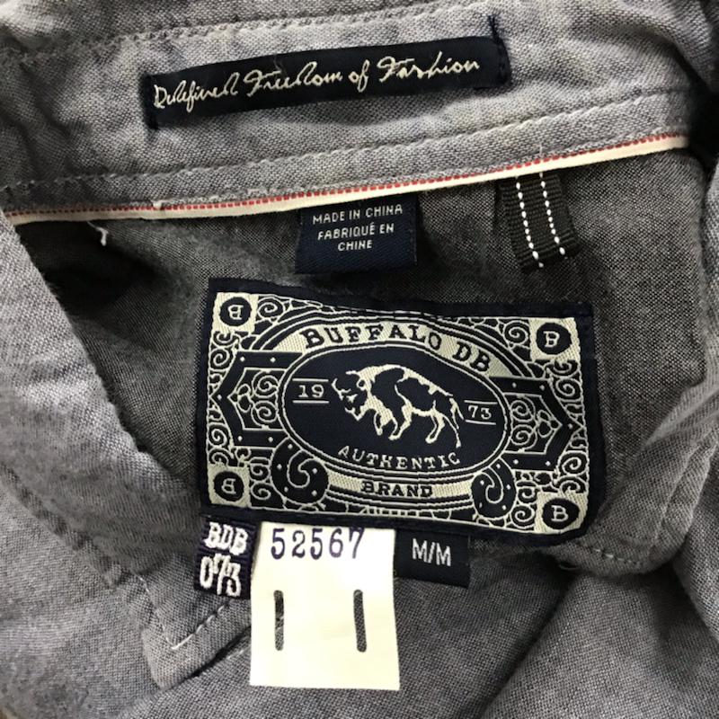 古着 USED シャツ、ブラウス 長袖 ワークシャツ 袖ロールアップ ガーゼ M 無地 灰 / グレー / メンズ USED 古着 中古 10072086