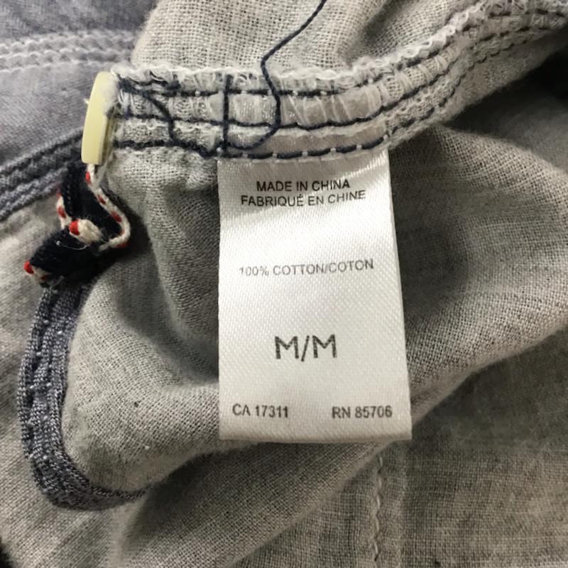 古着 USED シャツ、ブラウス 長袖 ワークシャツ 袖ロールアップ ガーゼ M 無地 灰 / グレー / メンズ USED 古着 中古 10072086