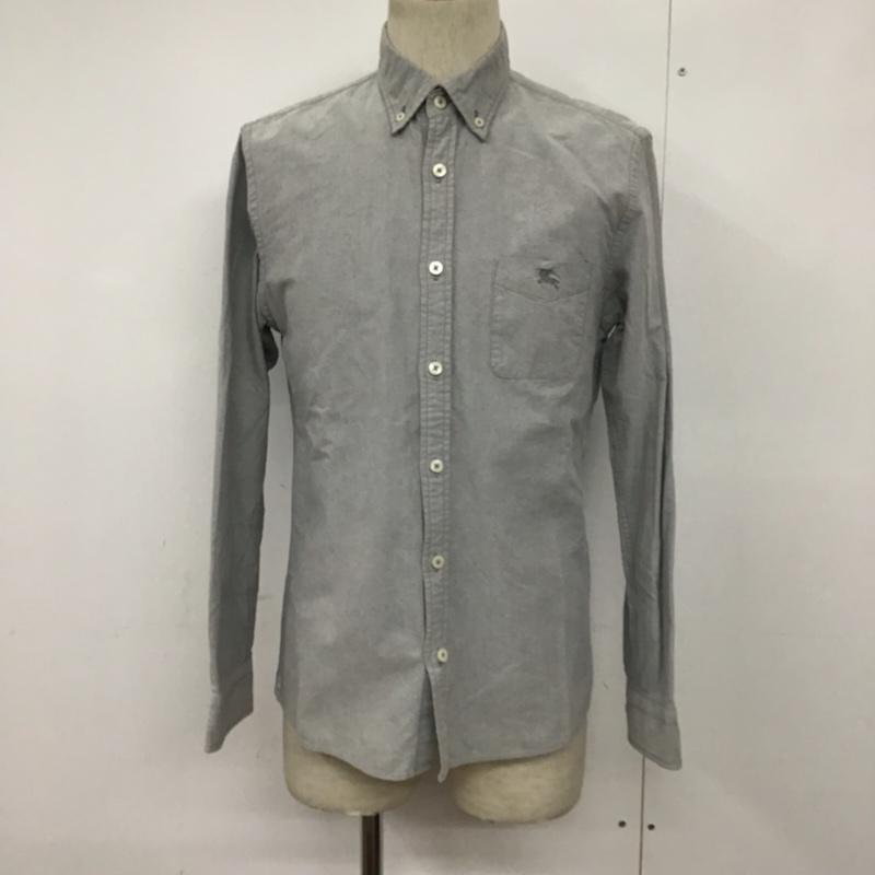 バーバリーブラックレーベル BURBERRY BLACK LABEL シャツ、ブラウス 長袖 D1M10-404-04 ボタンダウン 2 ワンポイント 灰 / グレー / メンズ USED 古着 中古 10072104