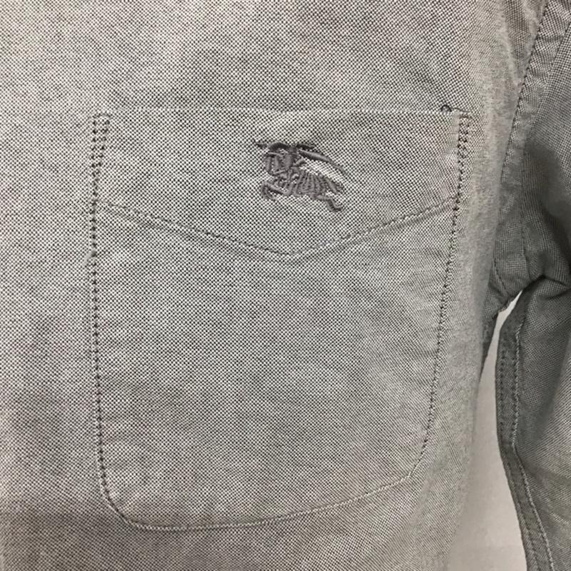 バーバリーブラックレーベル BURBERRY BLACK LABEL シャツ、ブラウス 長袖 D1M10-404-04 ボタンダウン 2 ワンポイント 灰 / グレー / メンズ USED 古着 中古 10072104