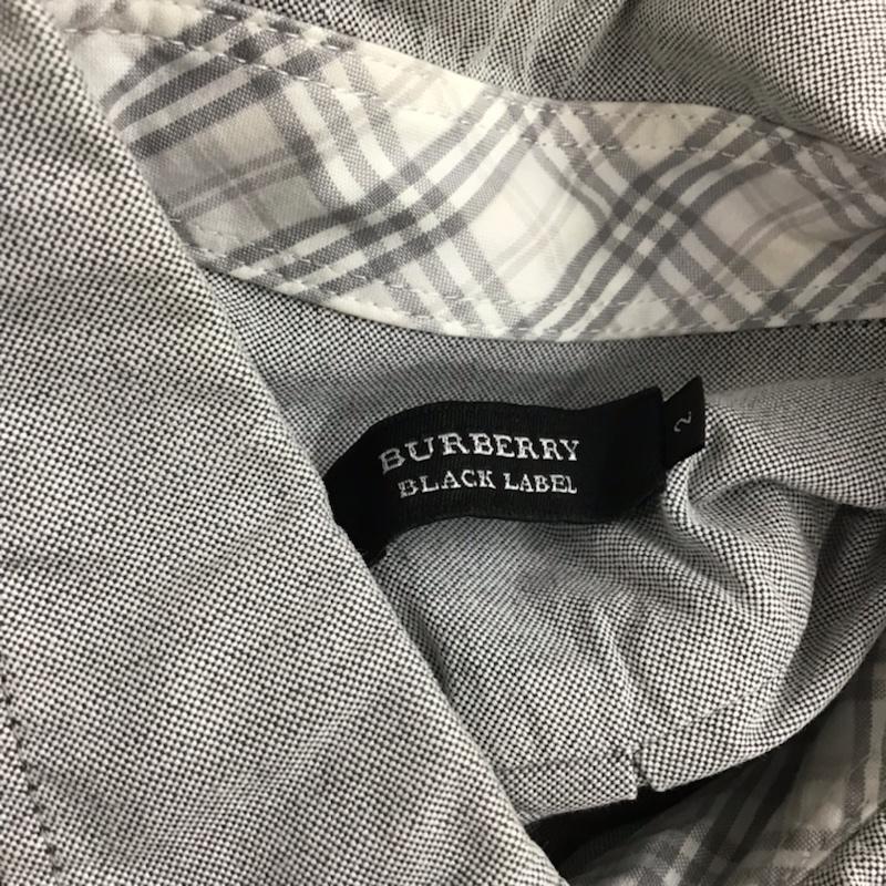 バーバリーブラックレーベル BURBERRY BLACK LABEL シャツ、ブラウス 長袖 D1M10-404-04 ボタンダウン 2 ワンポイント 灰 / グレー / メンズ USED 古着 中古 10072104