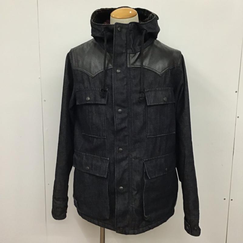 ショット schott ジャケット、上着 ジャケット、ブレザー 7328 デニム レザー切替 マウンテンパーカー 牛革 M 無地 黒 / ブラック / X インディゴ / インディゴ / メンズ USED 古着 中古 10072173