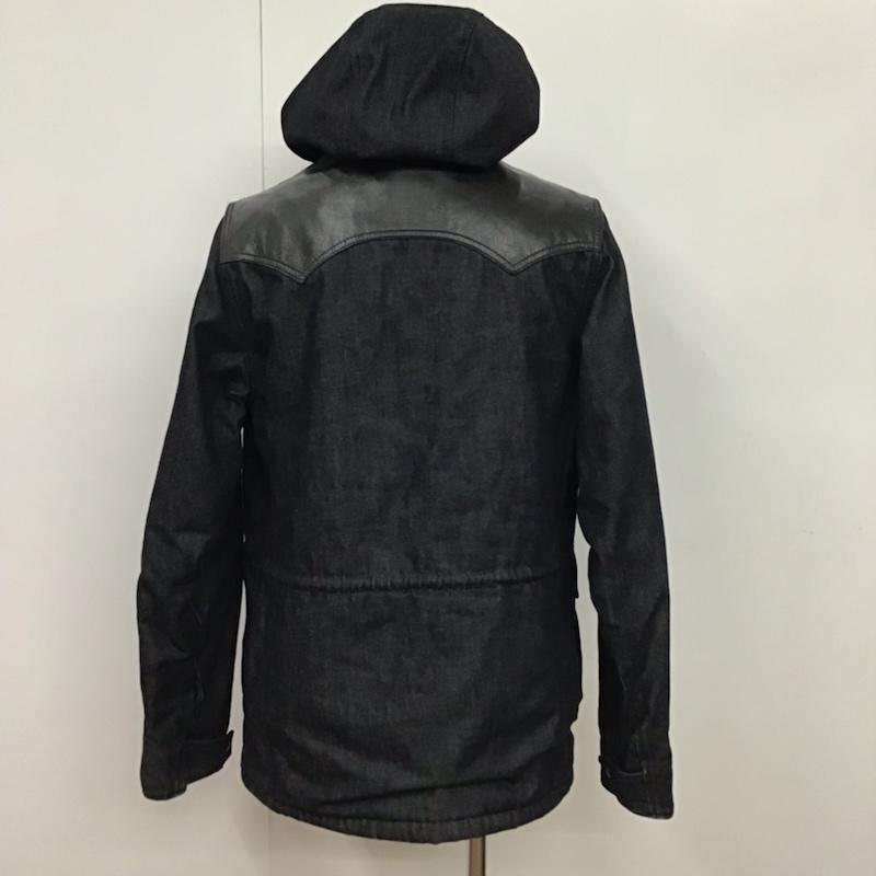 ショット schott ジャケット、上着 ジャケット、ブレザー 7328 デニム レザー切替 マウンテンパーカー 牛革 M 無地 黒 / ブラック / X インディゴ / インディゴ / メンズ USED 古着 中古 10072173