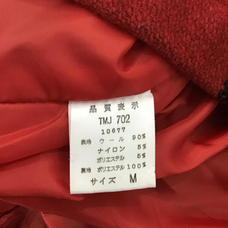 ティーエムティー TMT コート ピーコート TMJ702 BIGHOLIDAY M チェック 黒 / ブラック / X 赤 / レッド / メンズ USED 古着 中古 10072179