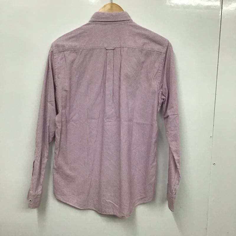 バーバリーブラックレーベル BURBERRY BLACK LABEL シャツ、ブラウス 長袖 D1M04-703-16 ボタンダウン ストライプ 2 ワンポイント 白 / ホワイト / X 紫 / パープル / メンズ USED 古着 中古 10072180