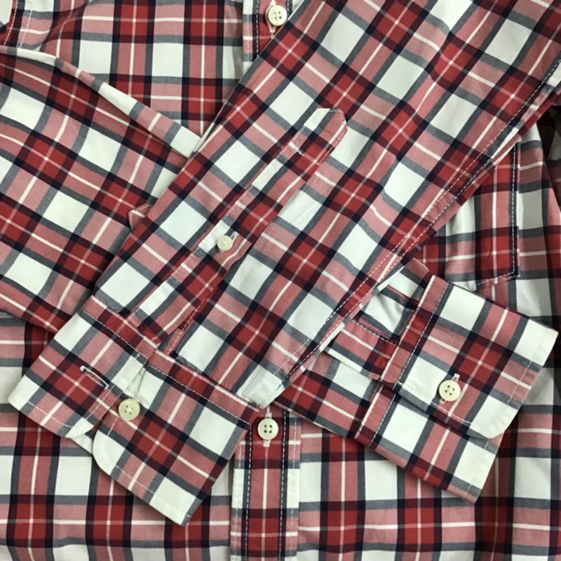アバクロンビーアンドフィッチ ABERCROMBIE&FITCH シャツ、ブラウス 長袖 MUSCLE ボタンダウン チェック S ワンポイント 白 / ホワイト / X 赤 / レッド / X 紺 / ネイビー / メンズ USED 古着 中古 10072181