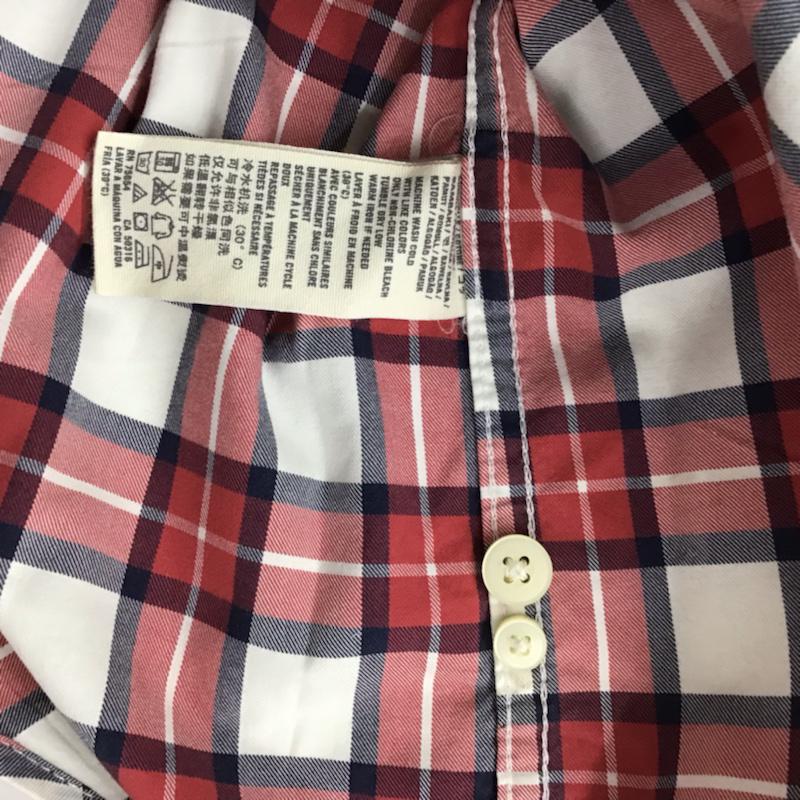 アバクロンビーアンドフィッチ ABERCROMBIE&FITCH シャツ、ブラウス 長袖 MUSCLE ボタンダウン チェック S ワンポイント 白 / ホワイト / X 赤 / レッド / X 紺 / ネイビー / メンズ USED 古着 中古 10072181