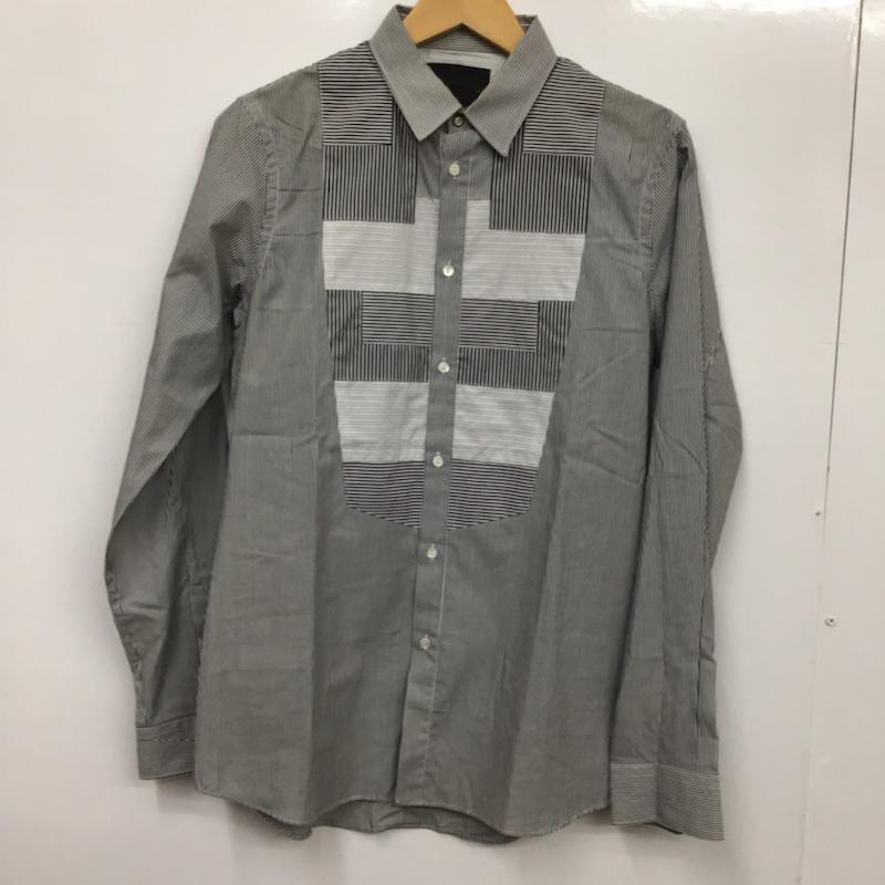 ディーゼル ブラック ゴールド DIESEL BLACK GOLD シャツ、ブラウス 長袖 マルチストライプ 44 ストライプ 白 / ホワイト / X 黒 / ブラック / メンズ USED 古着 中古 10072184