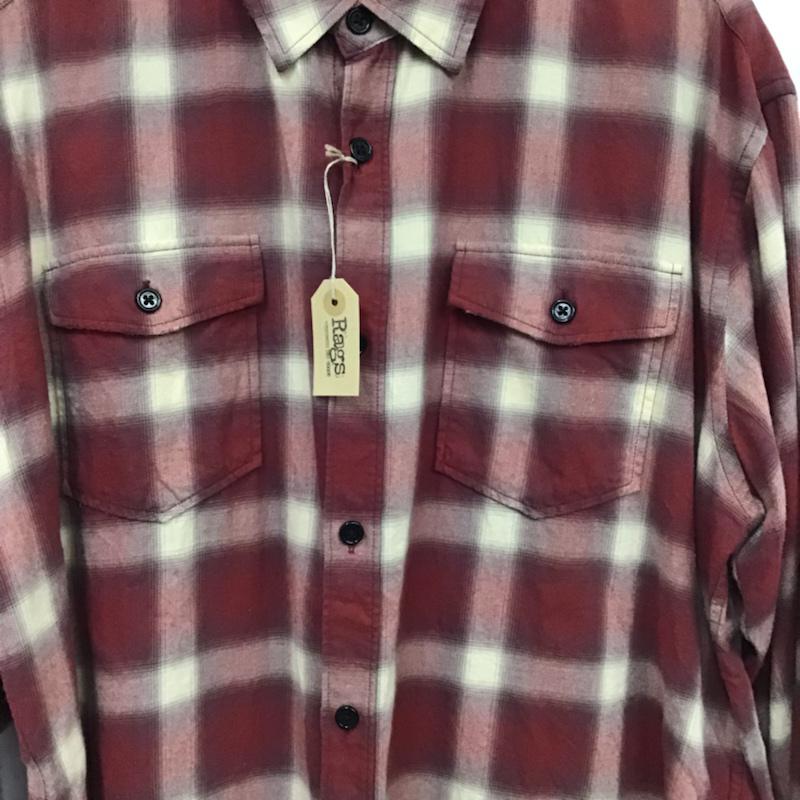 ラグス マックレガー RAGS McGREGOR シャツ、ブラウス 長袖 211176606 S チェック えんじ / ワインレッド / X アイボリー / アイボリー / メンズ USED 古着 中古 10072186