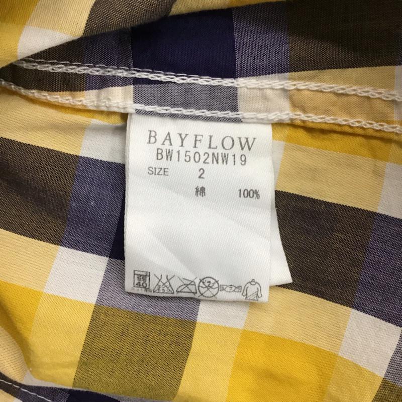 ベイフロー BAYFLOW シャツ、ブラウス 長袖 BW1502NW19 2 チェック 白 / ホワイト / X 黄 / イエロー / X 紺 / ネイビー / レディース USED 古着 中古 10072188
