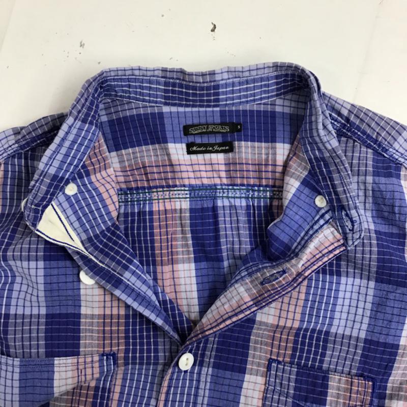 サニースポーツ SUNNY SPORTS シャツ、ブラウス 長袖 コットン S チェック 青 / ブルー / X 桃 / ピンク / X 水色 / ライトブルー / メンズ USED 古着 中古 10072189
