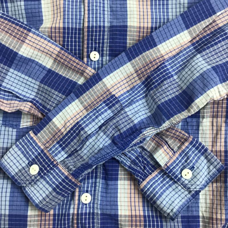 サニースポーツ SUNNY SPORTS シャツ、ブラウス 長袖 コットン S チェック 青 / ブルー / X 桃 / ピンク / X 水色 / ライトブルー / メンズ USED 古着 中古 10072189