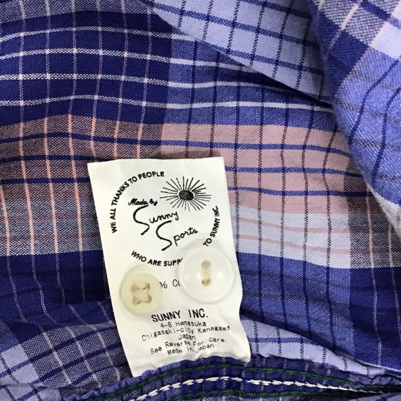 サニースポーツ SUNNY SPORTS シャツ、ブラウス 長袖 コットン S チェック 青 / ブルー / X 桃 / ピンク / X 水色 / ライトブルー / メンズ USED 古着 中古 10072189