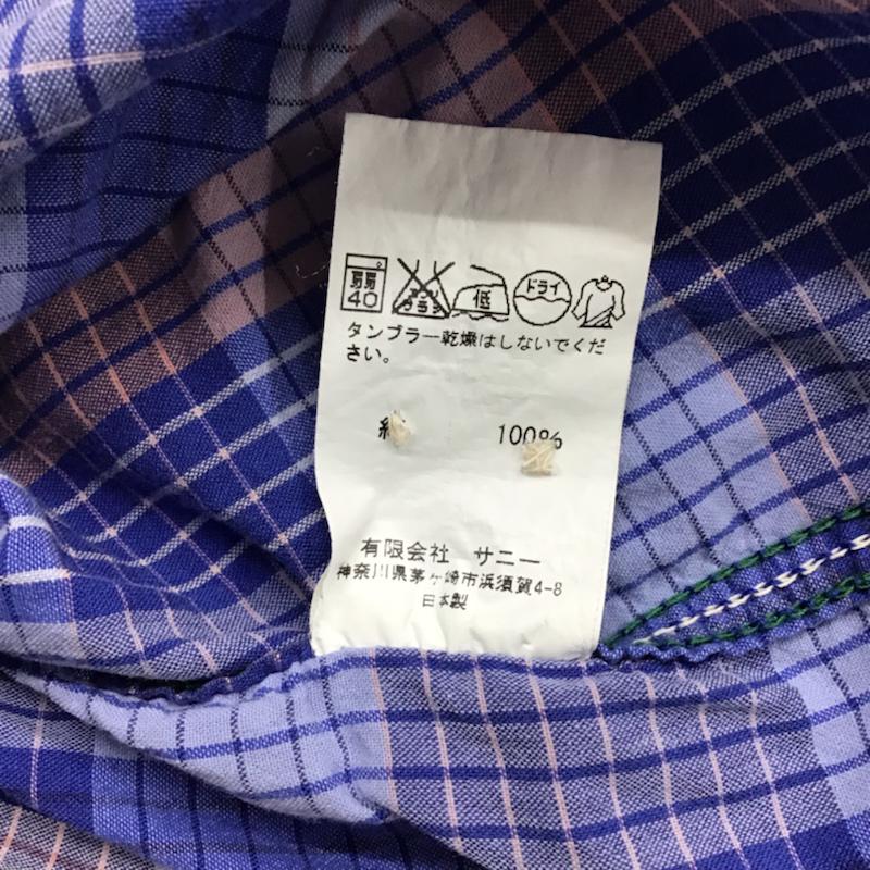 サニースポーツ SUNNY SPORTS シャツ、ブラウス 長袖 コットン S チェック 青 / ブルー / X 桃 / ピンク / X 水色 / ライトブルー / メンズ USED 古着 中古 10072189