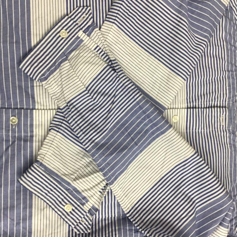 オーセンティックウエア AUTHENTIC WEAR シャツ、ブラウス 長袖 3211-166-2159 ノーカラー S ボーダー柄 白 / ホワイト / X 青 / ブルー / メンズ USED 古着 中古 10072190