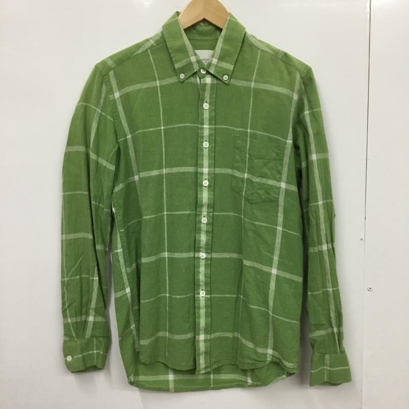 サタデーズサーフニューヨークシティー SATURDAYS SURF NYC シャツ、ブラウス 長袖 ボタンダウン コットンリネン S チェック 薄緑 / ライトグリーン / X 白 / ホワイト / メンズ USED 古着 中古 10072195