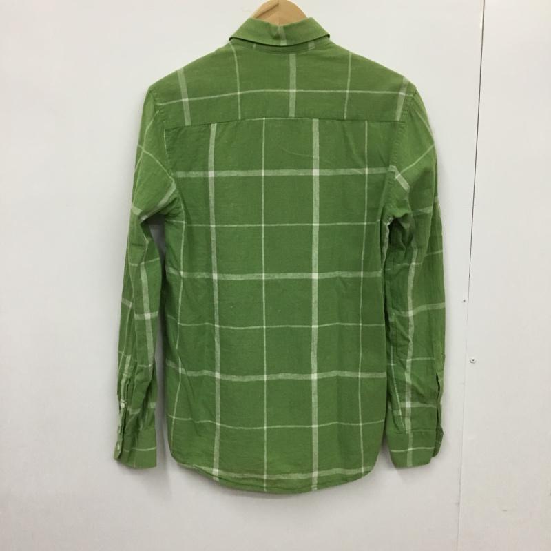 サタデーズサーフニューヨークシティー SATURDAYS SURF NYC シャツ、ブラウス 長袖 ボタンダウン コットンリネン S チェック 薄緑 / ライトグリーン / X 白 / ホワイト / メンズ USED 古着 中古 10072195