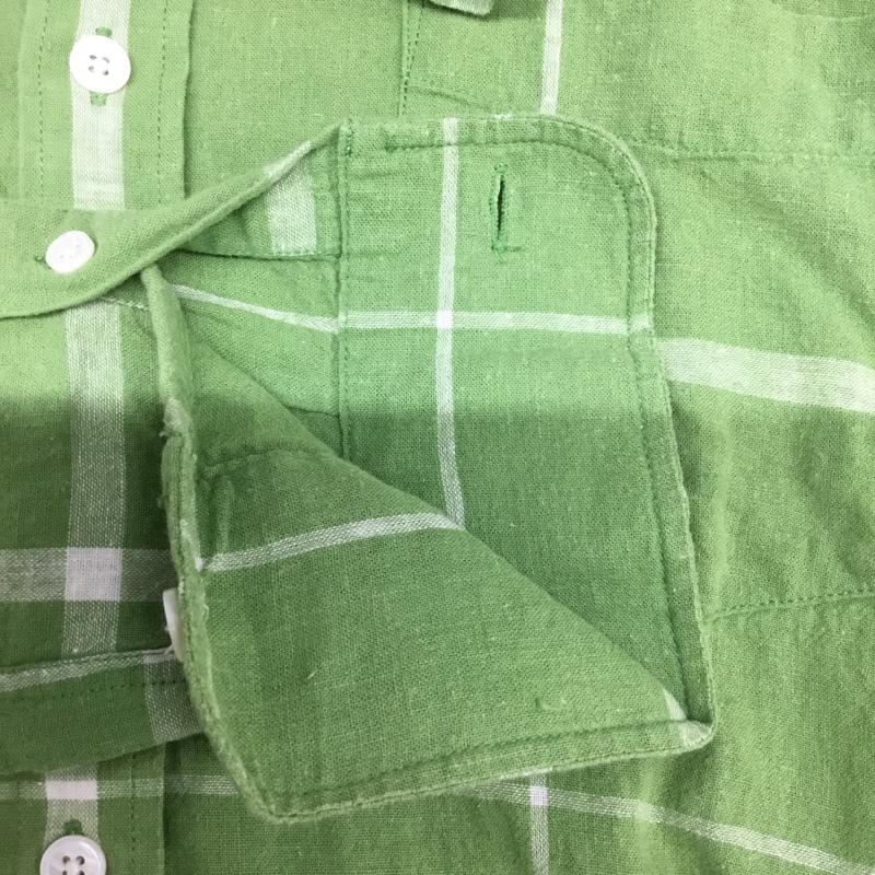 サタデーズサーフニューヨークシティー SATURDAYS SURF NYC シャツ、ブラウス 長袖 ボタンダウン コットンリネン S チェック 薄緑 / ライトグリーン / X 白 / ホワイト / メンズ USED 古着 中古 10072195