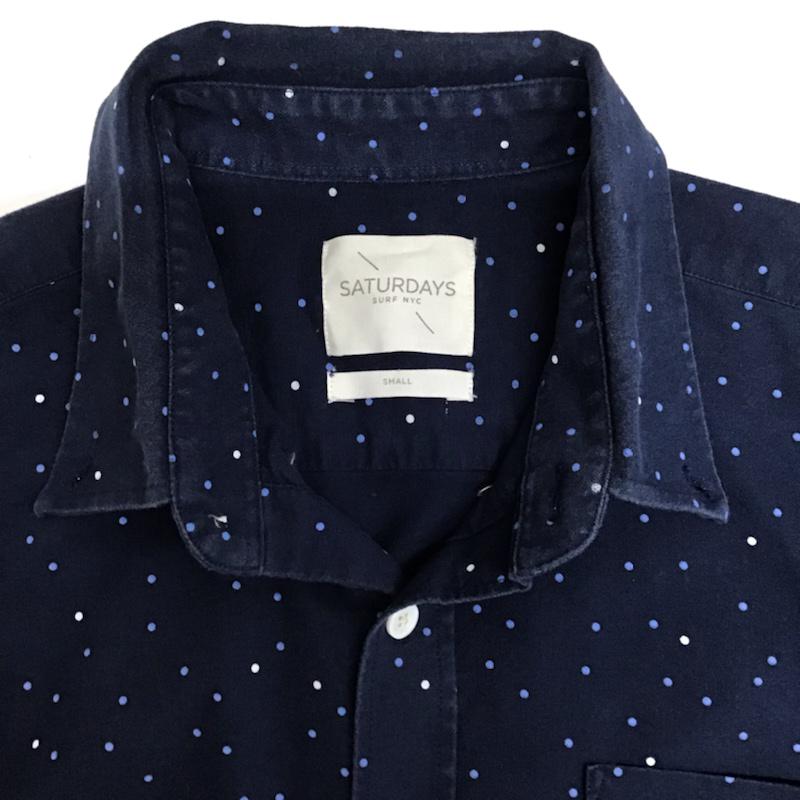 サタデーズサーフニューヨークシティー SATURDAYS SURF NYC シャツ、ブラウス 長袖 BBG-6411-B ボタンダウン S ドット 紺 / ネイビー / メンズ USED 古着 中古 10072213