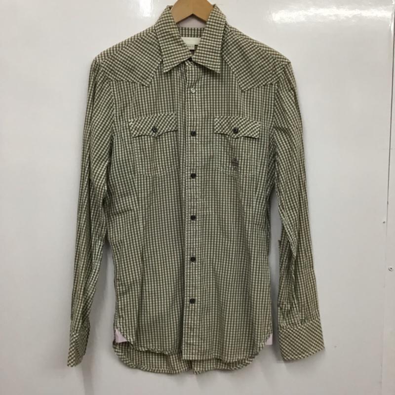 ディーゼル DIESEL シャツ、ブラウス 長袖 ウエスタンシャツ チェック S ワンポイント 白 / ホワイト / X カーキ / カーキ / メンズ USED 古着 中古 10072215