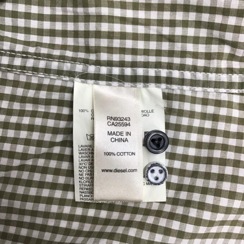 ディーゼル DIESEL シャツ、ブラウス 長袖 ウエスタンシャツ チェック S ワンポイント 白 / ホワイト / X カーキ / カーキ / メンズ USED 古着 中古 10072215