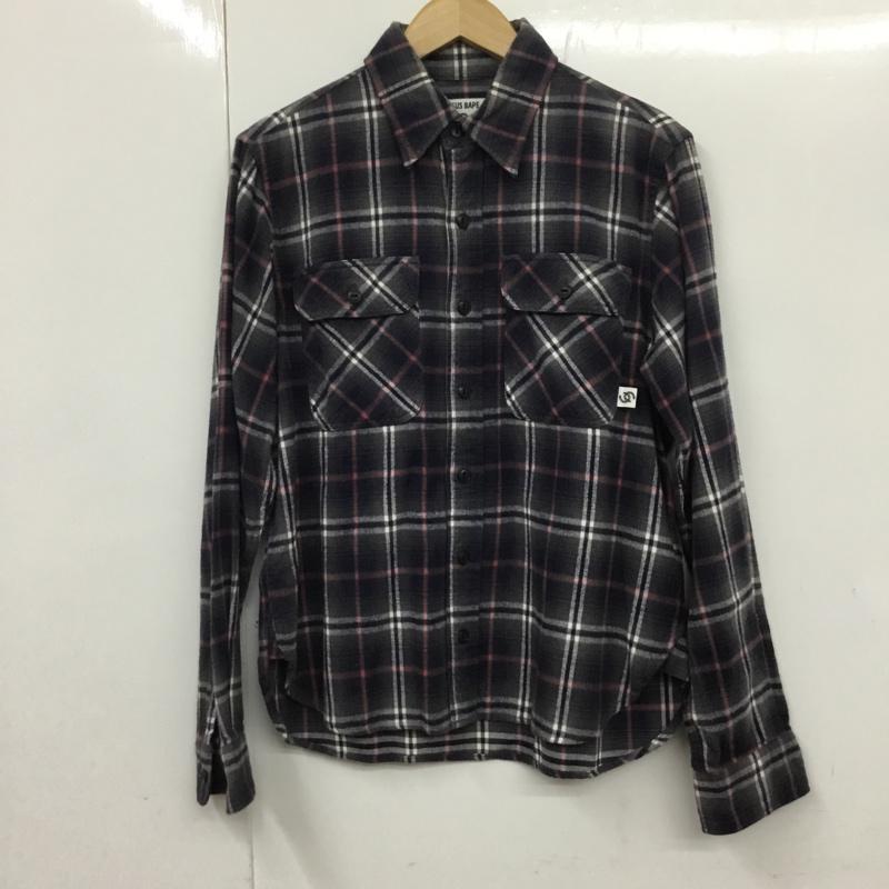 アベイシングエイプ A BATHING APE シャツ、ブラウス 長袖 URSUS BAPE ネルシャツ S チェック 灰 / グレー / X 紺 / ネイビー / X 白 / ホワイト / X 桃 / ピンク / メンズ USED 古着 中古 10072220