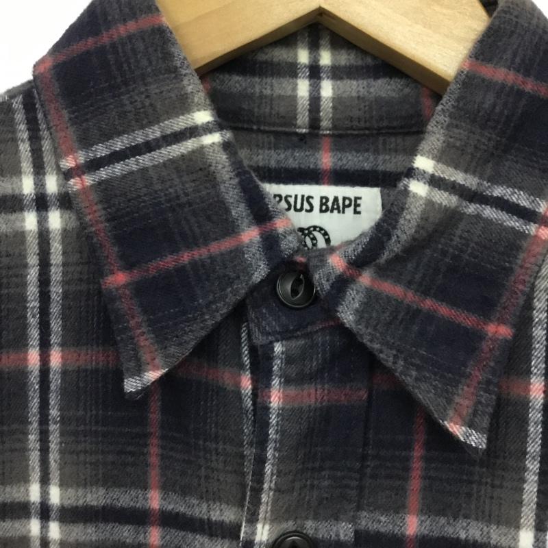 アベイシングエイプ A BATHING APE シャツ、ブラウス 長袖 URSUS BAPE ネルシャツ S チェック 灰 / グレー / X 紺 / ネイビー / X 白 / ホワイト / X 桃 / ピンク / メンズ USED 古着 中古 10072220