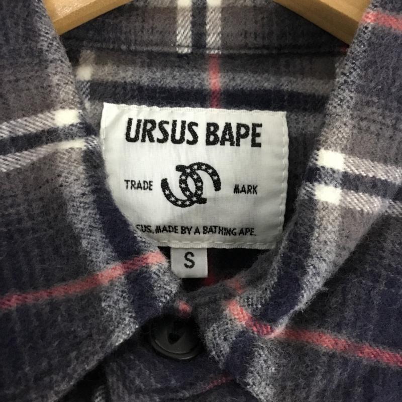 アベイシングエイプ A BATHING APE シャツ、ブラウス 長袖 URSUS BAPE ネルシャツ S チェック 灰 / グレー / X 紺 / ネイビー / X 白 / ホワイト / X 桃 / ピンク / メンズ USED 古着 中古 10072220