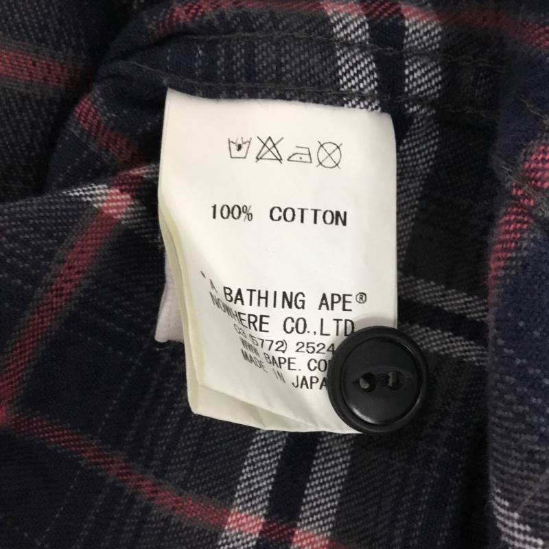 アベイシングエイプ A BATHING APE シャツ、ブラウス 長袖 URSUS BAPE ネルシャツ S チェック 灰 / グレー / X 紺 / ネイビー / X 白 / ホワイト / X 桃 / ピンク / メンズ USED 古着 中古 10072220