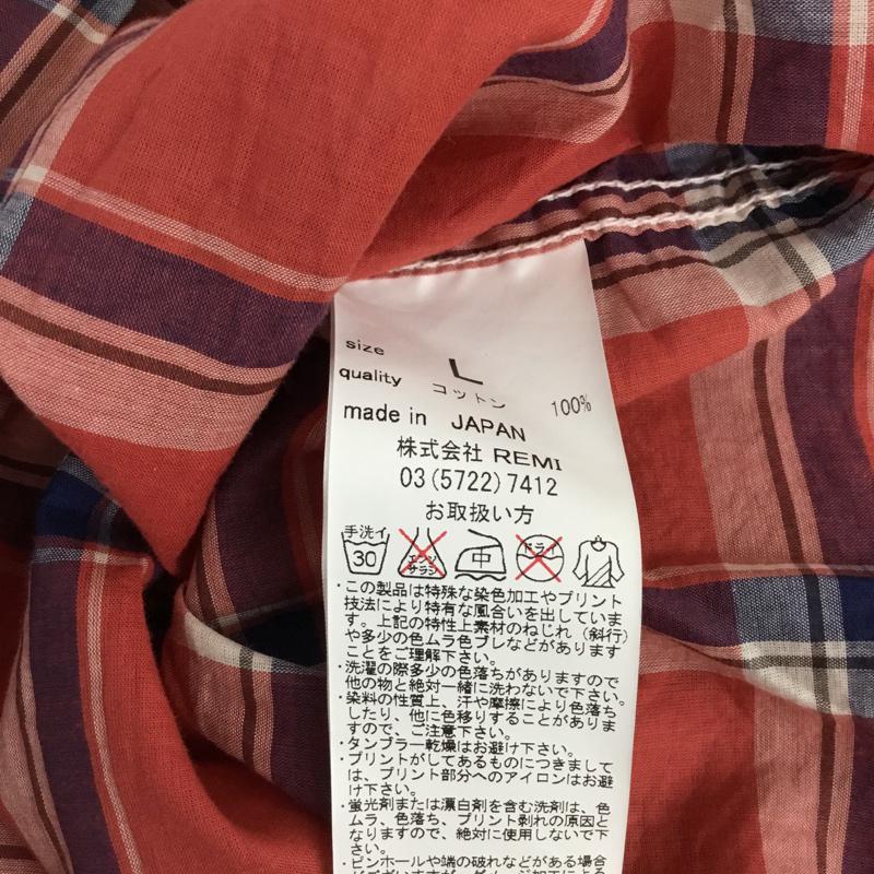 レミ レリーフ REMI RELIEF シャツ、ブラウス 長袖 ボタンダウン L チェック 赤 / レッド / X 白 / ホワイト / X 紺 / ネイビー / メンズ USED 古着 中古 10072223