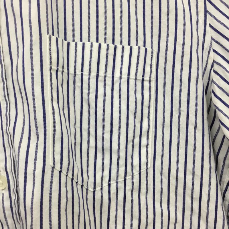 タケオキクチ TAKEO KIKUCHI シャツ、ブラウス 七分袖 AC507-82462 4 ストライプ 白 / ホワイト / X 青 / ブルー / X 紺 / ネイビー / メンズ USED 古着 中古 10072225