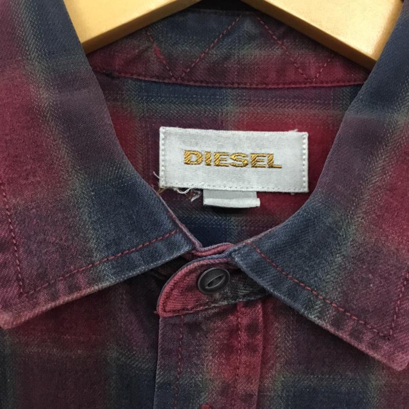 ディーゼル DIESEL シャツ、ブラウス 長袖 コットン S チェック えんじ / ワインレッド / X 紺 / ネイビー / X カーキ / カーキ / メンズ USED 古着 中古 10072235