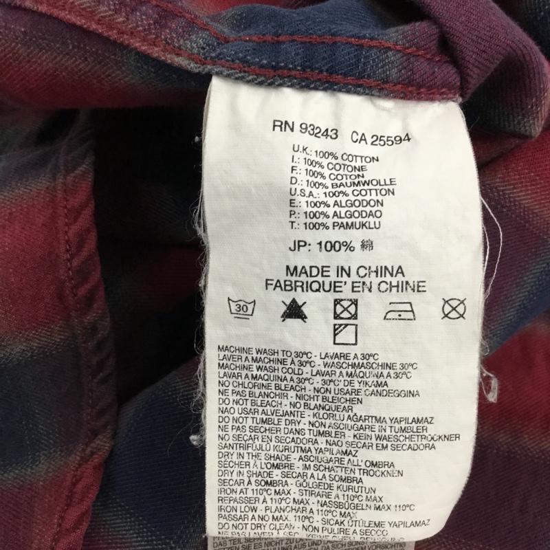 ディーゼル DIESEL シャツ、ブラウス 長袖 コットン S チェック えんじ / ワインレッド / X 紺 / ネイビー / X カーキ / カーキ / メンズ USED 古着 中古 10072235