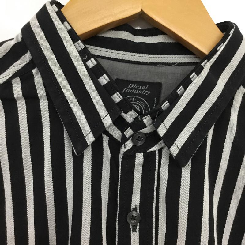 ディーゼル DIESEL シャツ、ブラウス 長袖 S ストライプ 黒 / ブラック / X 灰 / グレー / メンズ USED 古着 中古 10072237