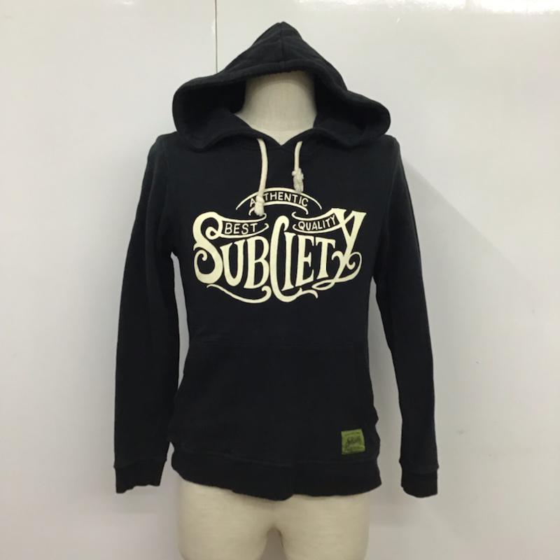 サブサエティ Subciety パーカー 長袖 SBP9183 プルオーバー バックプリント M ロゴ、文字 黒 / ブラック / メンズ USED 古着 中古 10072362
