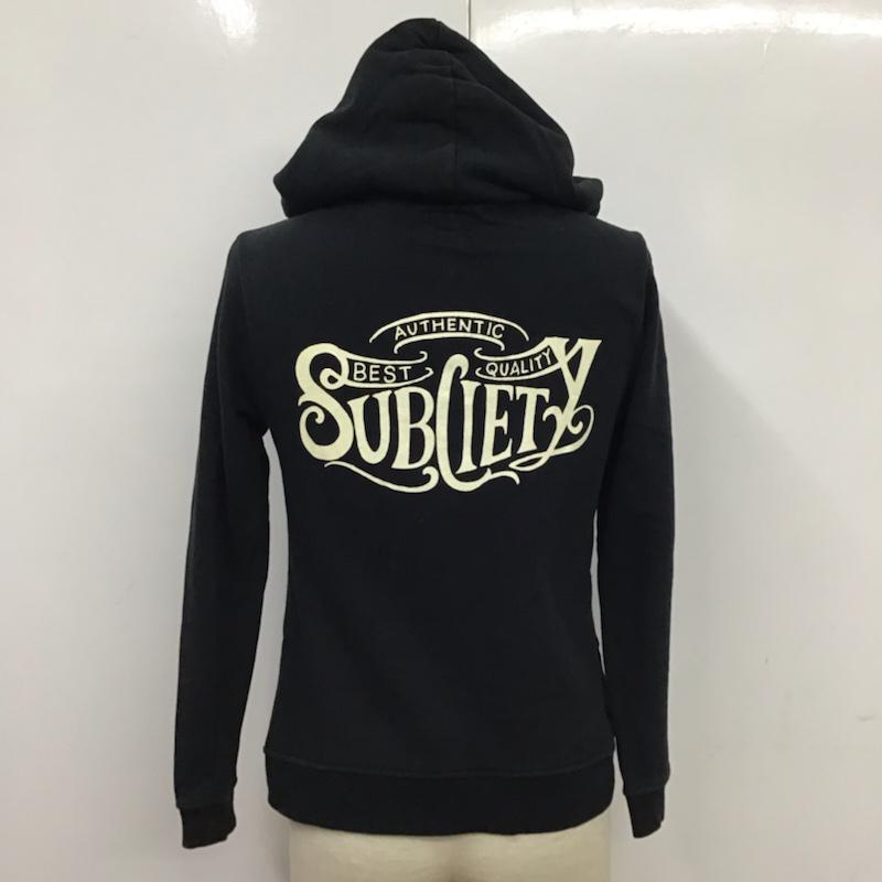 サブサエティ Subciety パーカー 長袖 SBP9183 プルオーバー バックプリント M ロゴ、文字 黒 / ブラック / メンズ USED 古着 中古 10072362