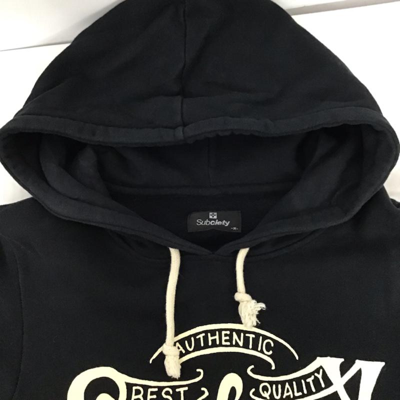 サブサエティ Subciety パーカー 長袖 SBP9183 プルオーバー バックプリント M ロゴ、文字 黒 / ブラック / メンズ USED 古着 中古 10072362