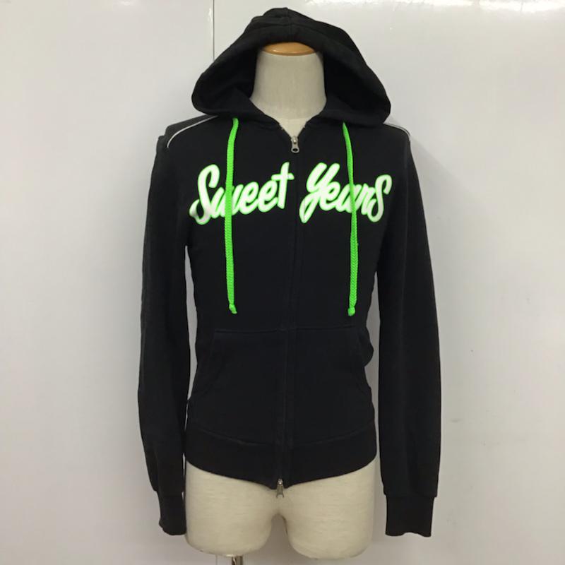 スウィートイヤーズ SWEET YEAR パーカー 長袖 ジップアップ S ロゴ、文字 黒 / ブラック / メンズ USED 古着 中古 10072363