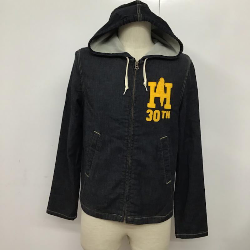 ヒステリックグラマー HYSTERIC GLAMOUR パーカー 長袖 0251AB09 30TH ジップアップ デニム ワッペン S ワンポイント インディゴ / インディゴ / メンズ USED 古着 中古 10072365