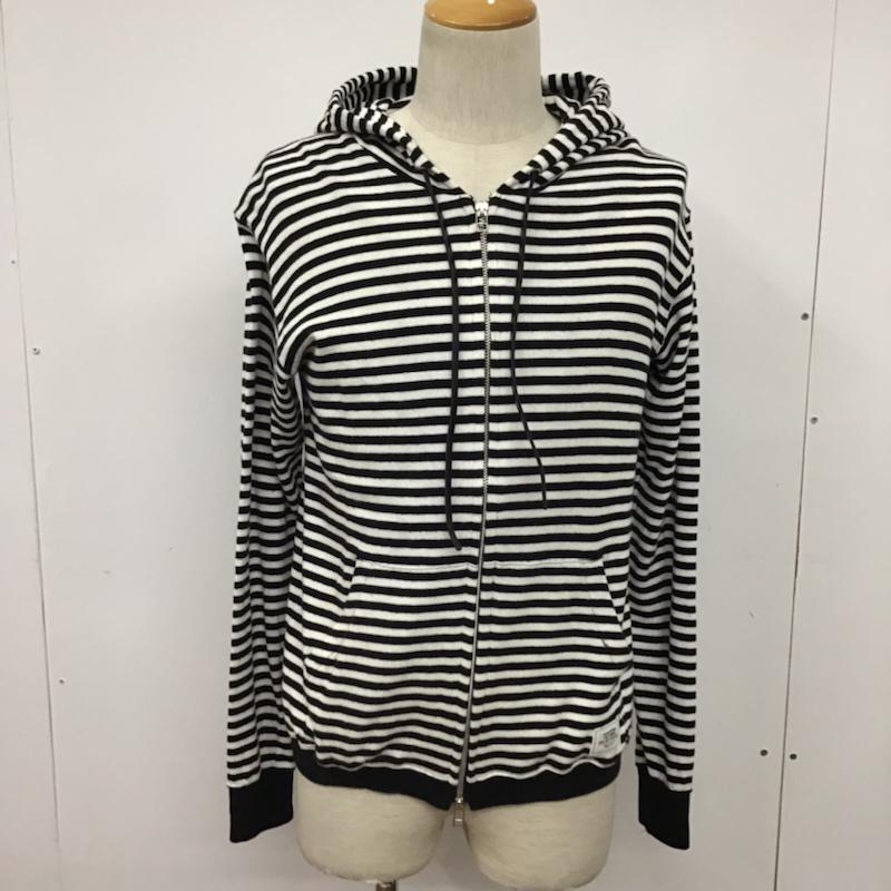 クライミー CRIMIE パーカー 長袖 ジップアップ M ボーダー柄 白 / ホワイト / X 黒 / ブラック / メンズ USED 古着 中古 10072374