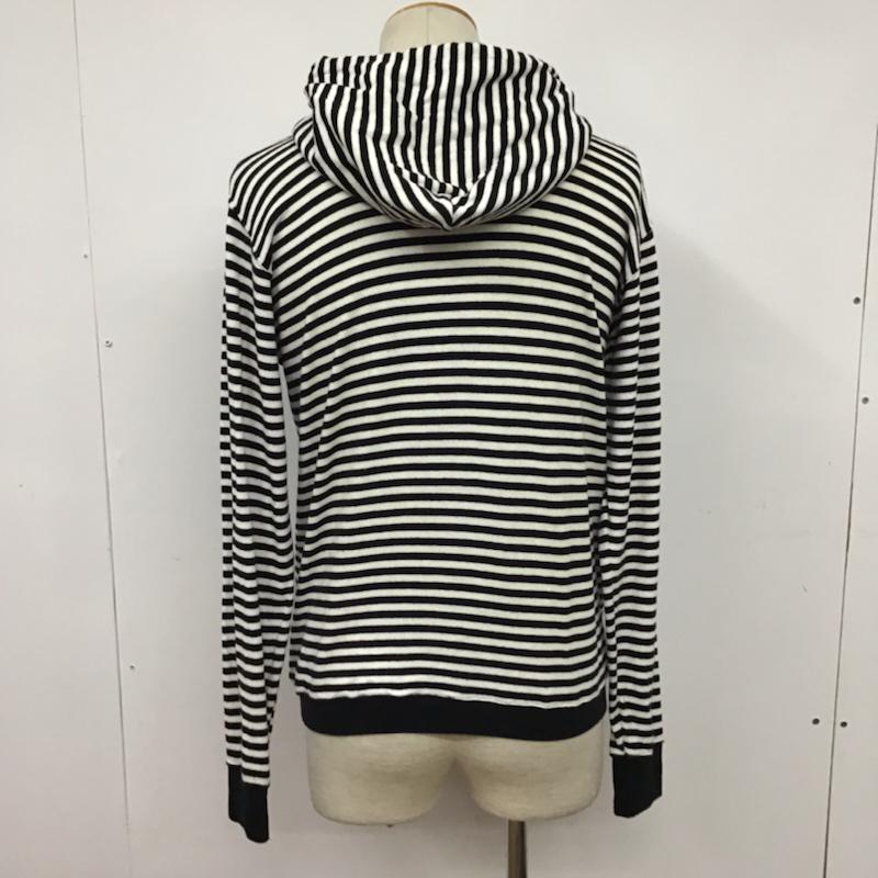 クライミー CRIMIE パーカー 長袖 ジップアップ M ボーダー柄 白 / ホワイト / X 黒 / ブラック / メンズ USED 古着 中古 10072374