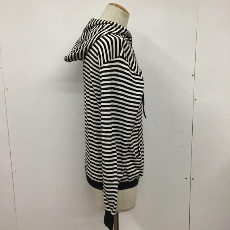 クライミー CRIMIE パーカー 長袖 ジップアップ M ボーダー柄 白 / ホワイト / X 黒 / ブラック / メンズ USED 古着 中古 10072374