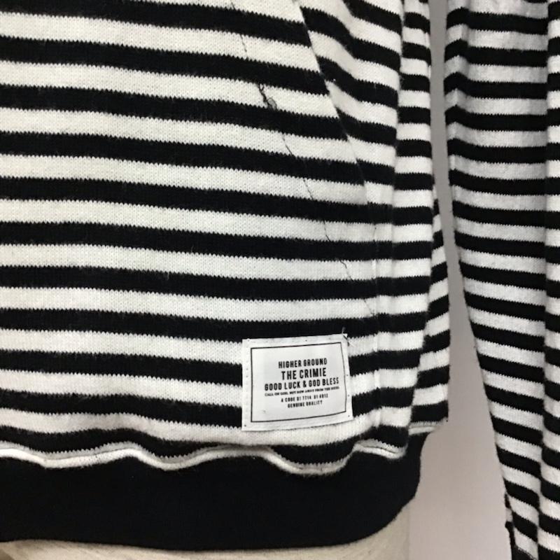 クライミー CRIMIE パーカー 長袖 ジップアップ M ボーダー柄 白 / ホワイト / X 黒 / ブラック / メンズ USED 古着 中古 10072374