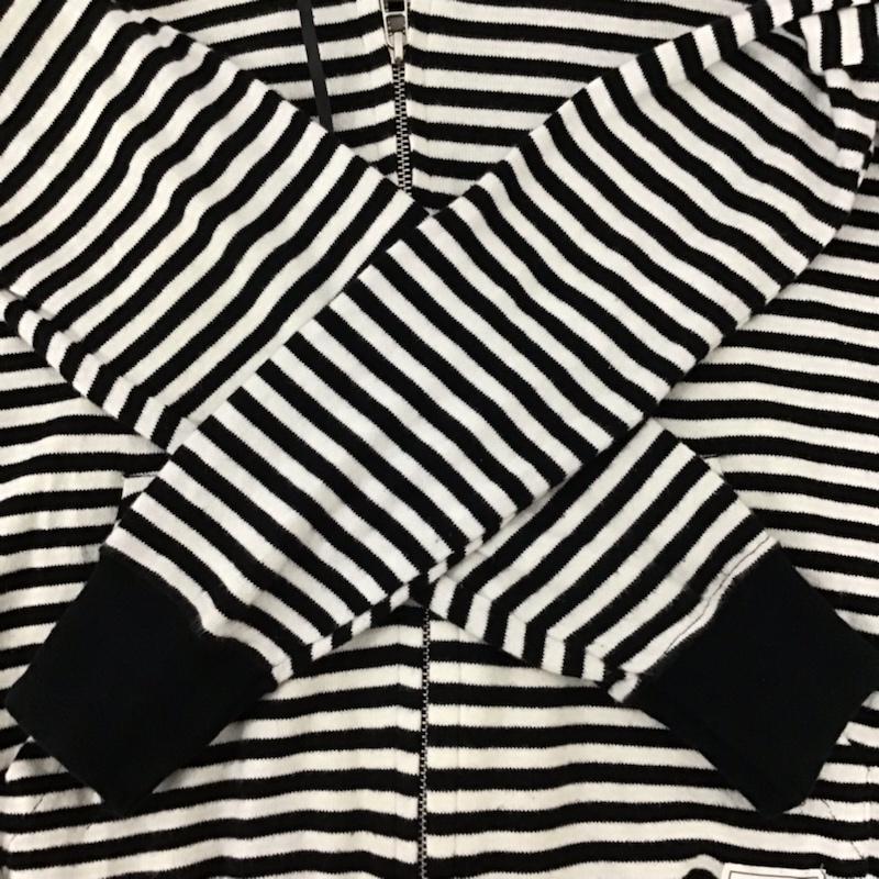 クライミー CRIMIE パーカー 長袖 ジップアップ M ボーダー柄 白 / ホワイト / X 黒 / ブラック / メンズ USED 古着 中古 10072374