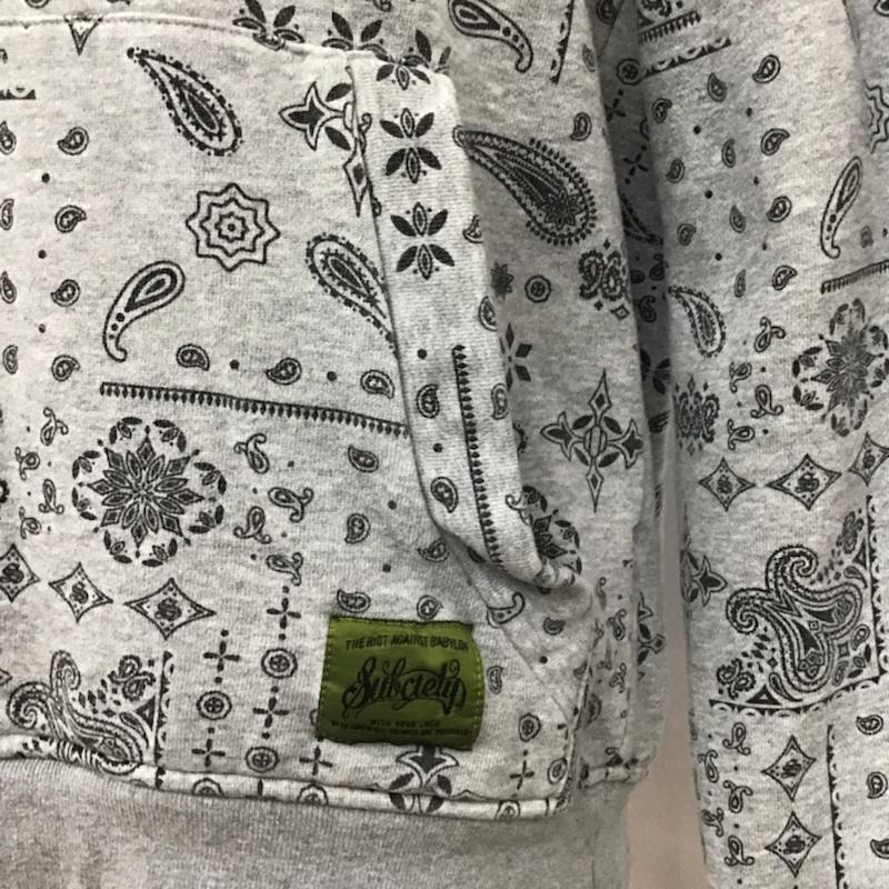 サブサエティ Subciety パーカー 長袖 SBP5712 プルオーバー 裏起毛 ペイズリー M 総柄 灰 / グレー / メンズ USED 古着 中古 10072375